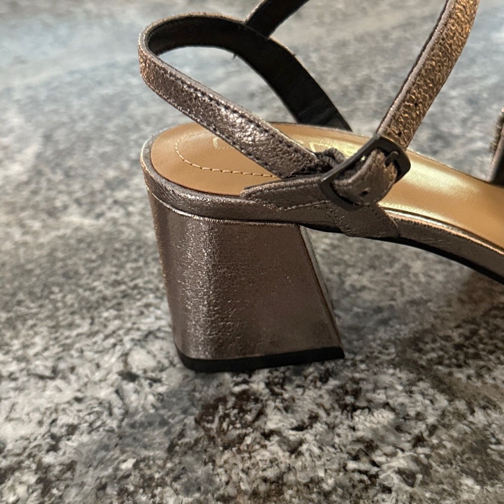 Chico’s pewter beaded strappy heel sandals size 6 old money NEW $159 - Picture 8 of 11